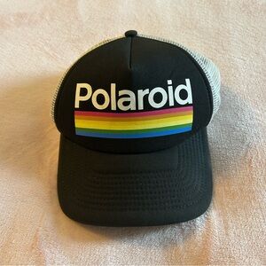 Polaroid rainbow logo black and white mesh snap back osfa trucker hat